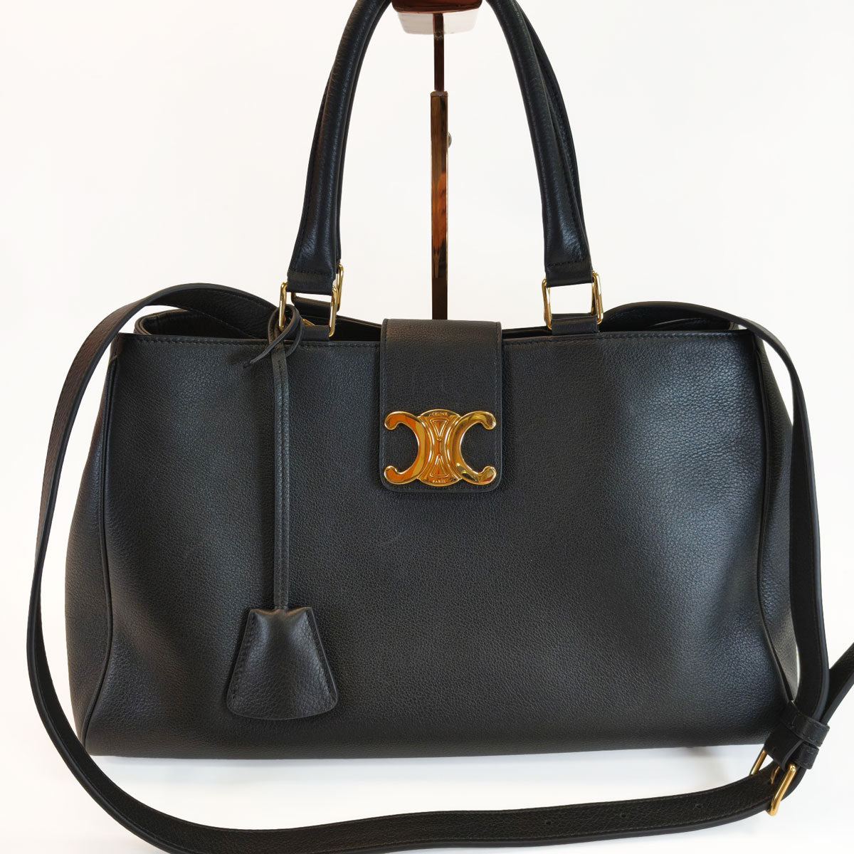 CELINE セリーヌ ミディアム アポリーヌ 2Way トートバッグ ショルダー ブラック 管理番号：10479