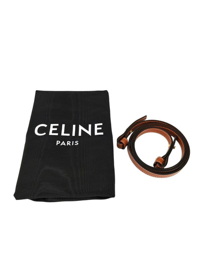 CELINE 思琳凯旋门标志 小型竖款Cabas手袋 带肩带 棕色 管理编号：11362