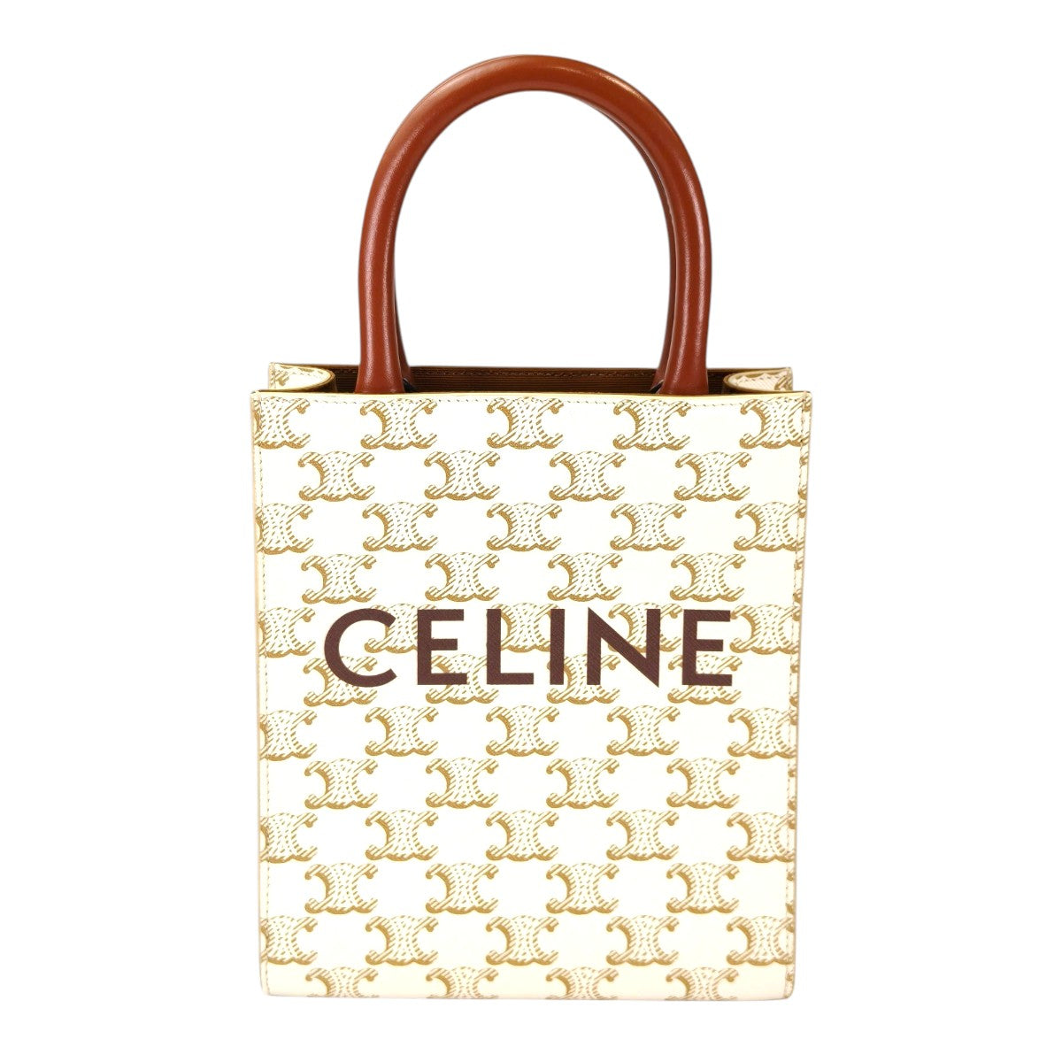 Celine 赛琳凯旋门迷你竖款Cabas手袋 附肩带 2WAY单肩包 白色 款号：11399
