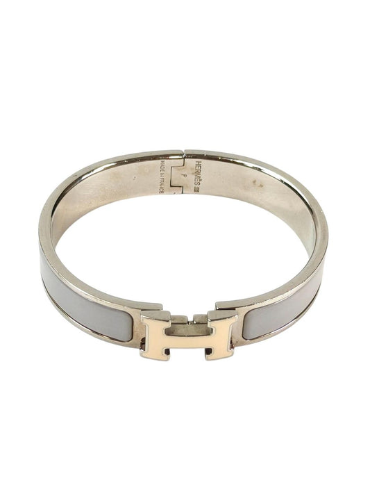 HERMES 爱马仕 Clic H 手镯 白色×灰色 管理编号：11410