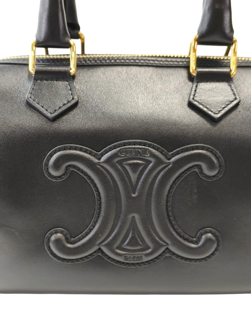 Celine Triomphe Small Boston Bag, Black, Control Number: 11831