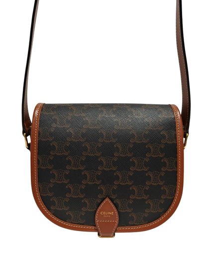 Celine フォルコショルダー ミディアム トリオンフキャンバス×カーフ ショルダーバッグ 茶 管理番号：11844