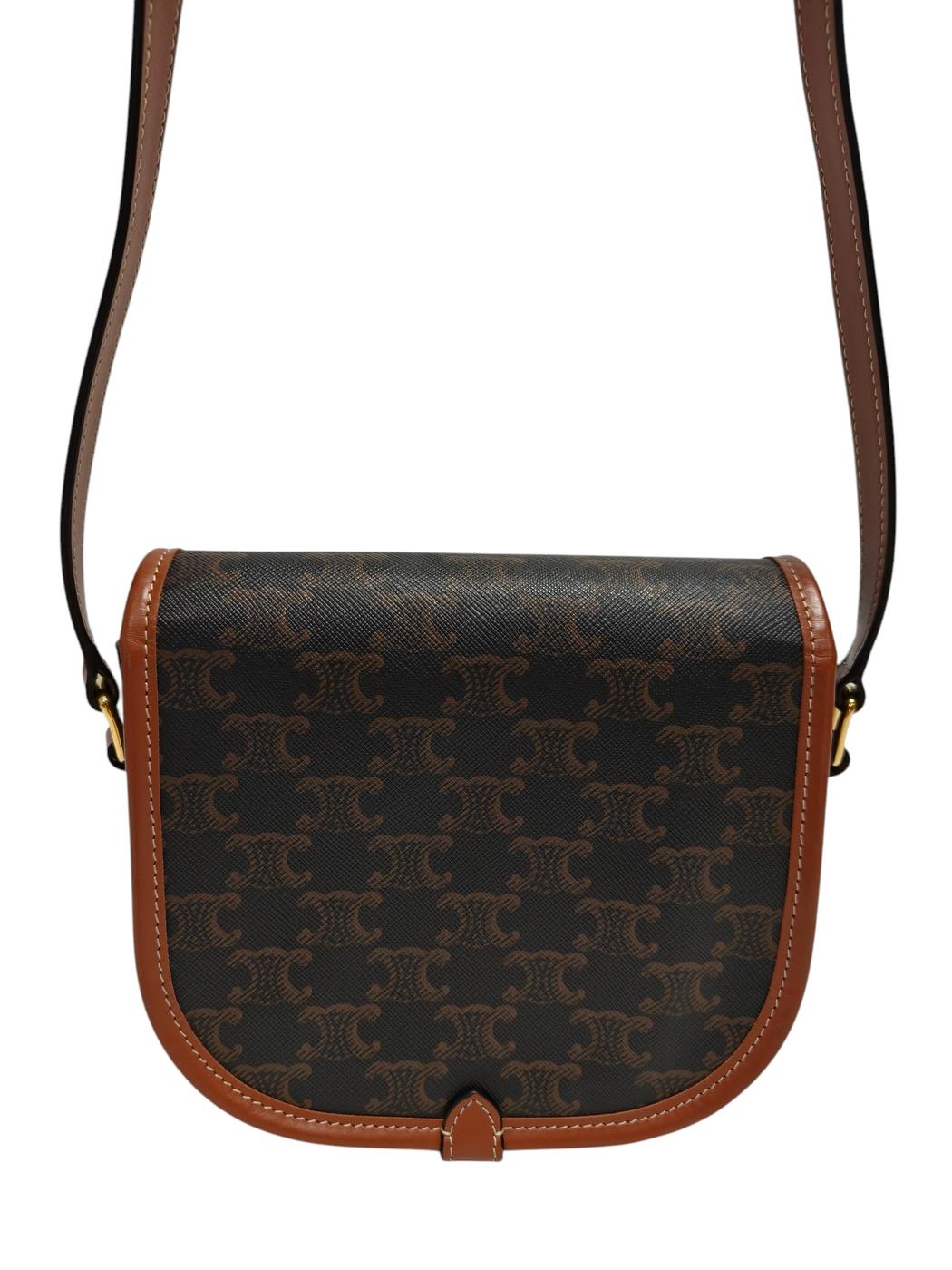 Celine フォルコショルダー ミディアム トリオンフキャンバス×カーフ ショルダーバッグ 茶 管理番号：11844