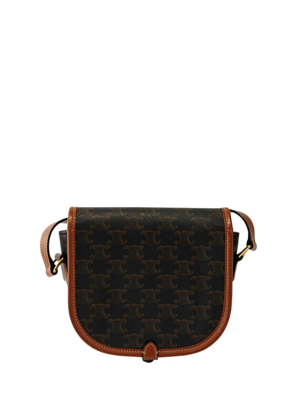 Celine フォルコショルダー ミディアム トリオンフキャンバス×カーフ ショルダーバッグ 茶 管理番号：11844