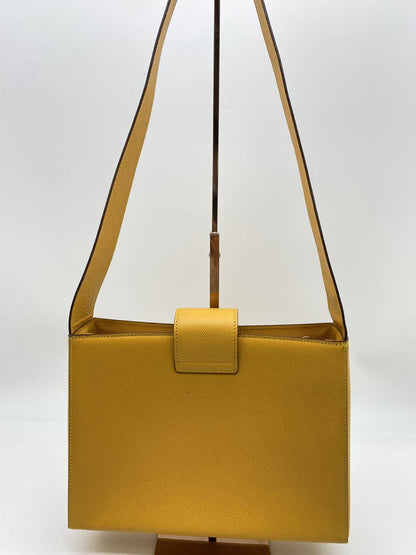 CELINE セリーヌ ショルダーバッグ イエロー ロゴ レザー ターンロック 管理番号：8293
