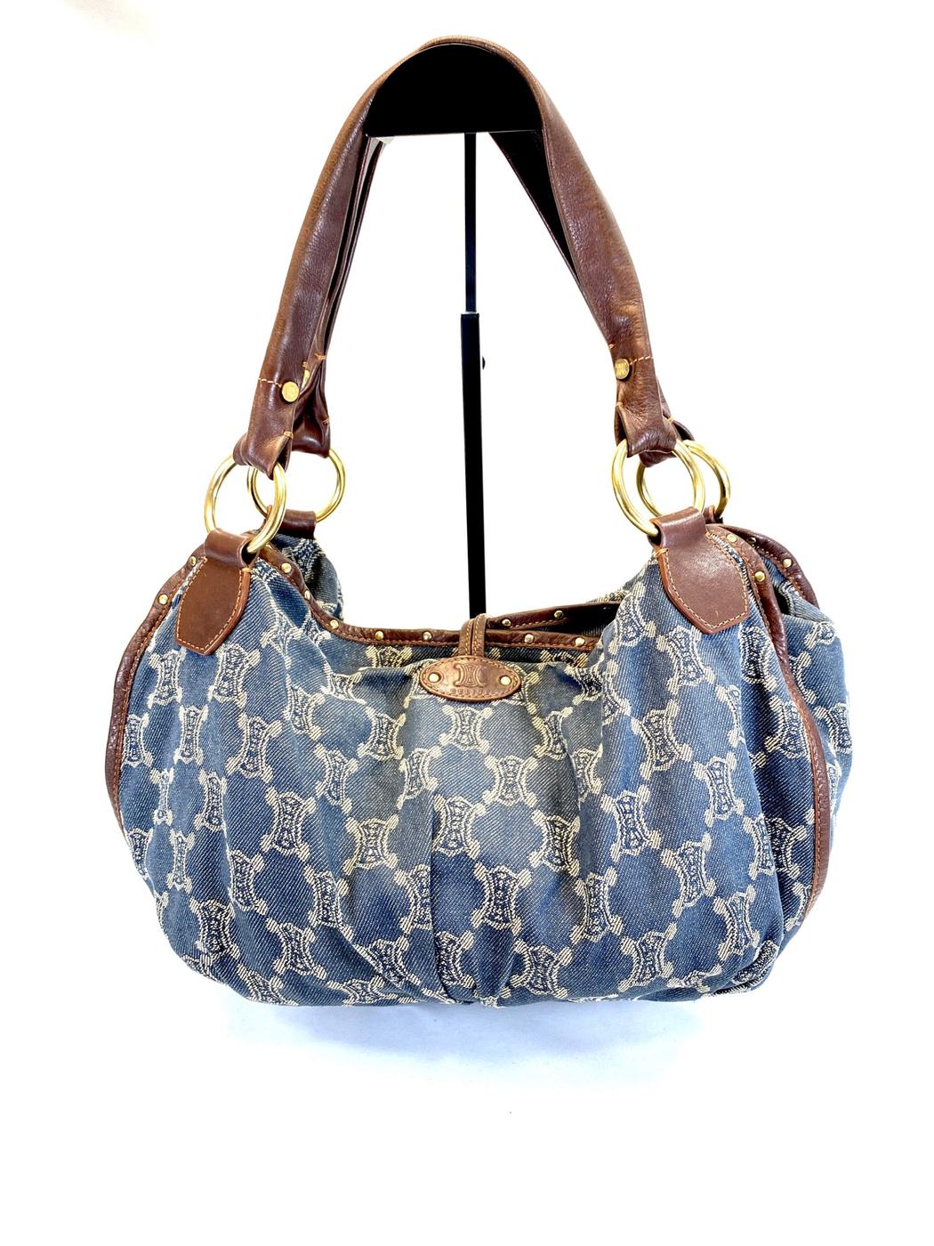 CELINE セリーヌ マカダム柄 トートバッグ トリオンフ デニム キャンバス 管理番号：9569