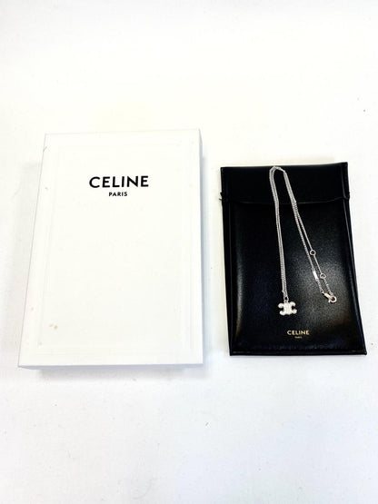 CELINE セリーヌ ネックレス トリオンフ ラインストーン ネックレス 460GB6BZI.36SI シルバー 管理番号：9576