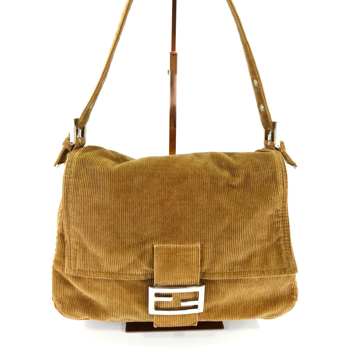 FENDI フェンディ マンマバケット ショルダーバッグ コーデュロイ ブラウン 管理番号：10430