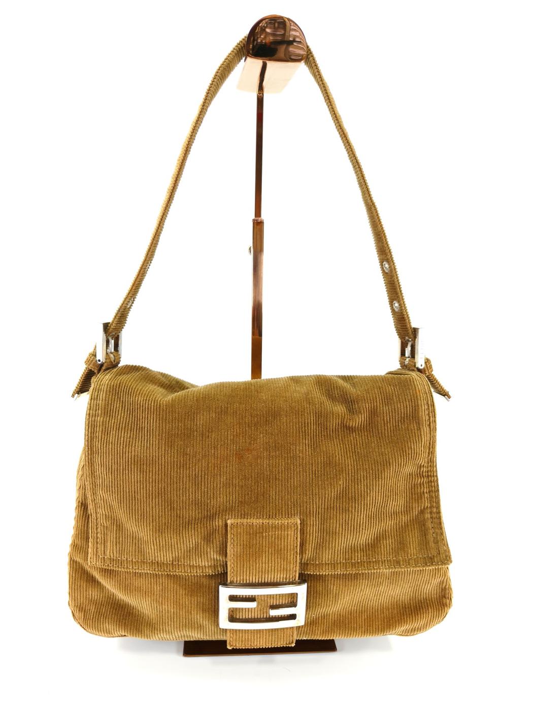 FENDI フェンディ マンマバケット ショルダーバッグ コーデュロイ ブラウン 管理番号：10430