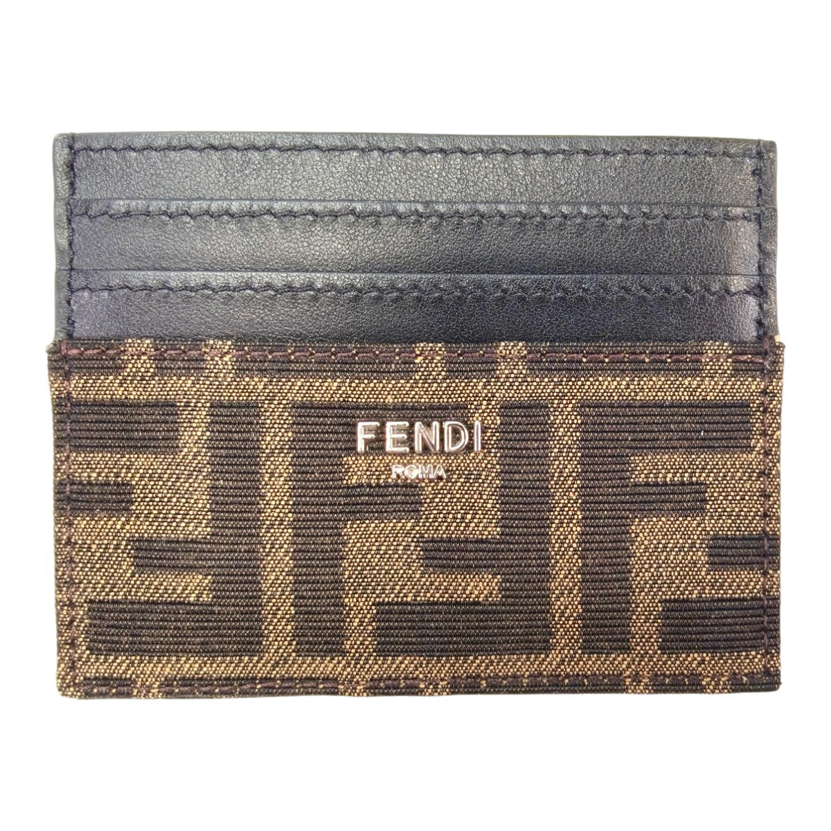 FENDI フェンディ ズッカ柄 カードケース パスケース 名刺入れ ブラウン×ブラック 管理番号：10570