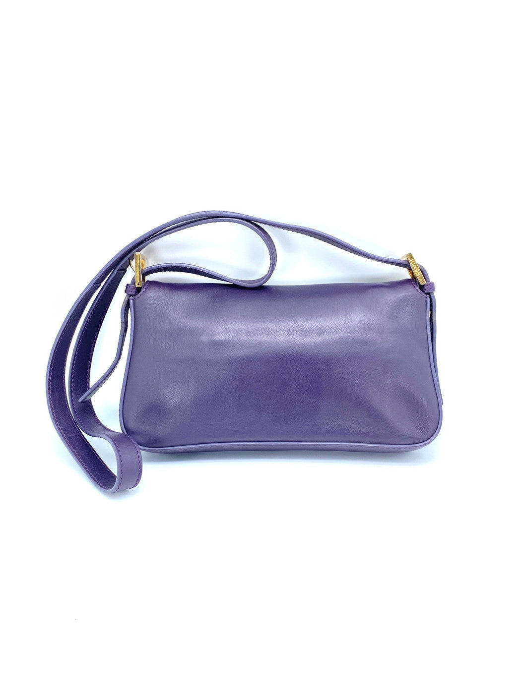 FENDI フェンディ マンマバケット ショルダーバッグ レザー パープル 紫 ゴールド金具 管理番号：9396