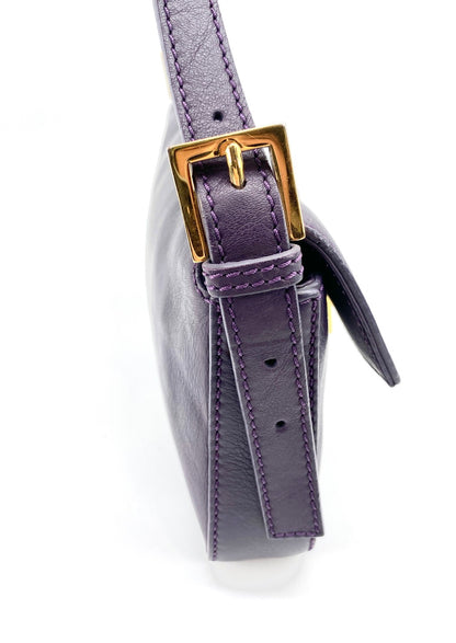 FENDI フェンディ マンマバケット ショルダーバッグ レザー パープル 紫 ゴールド金具 管理番号：9396