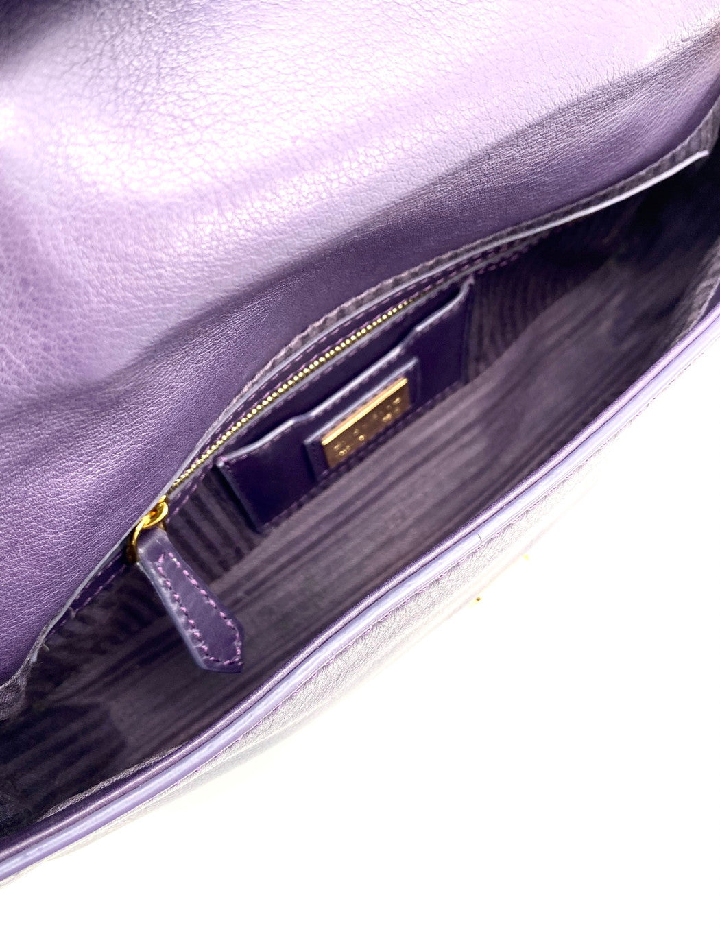 FENDI フェンディ マンマバケット ショルダーバッグ レザー パープル 紫 ゴールド金具 管理番号：9396