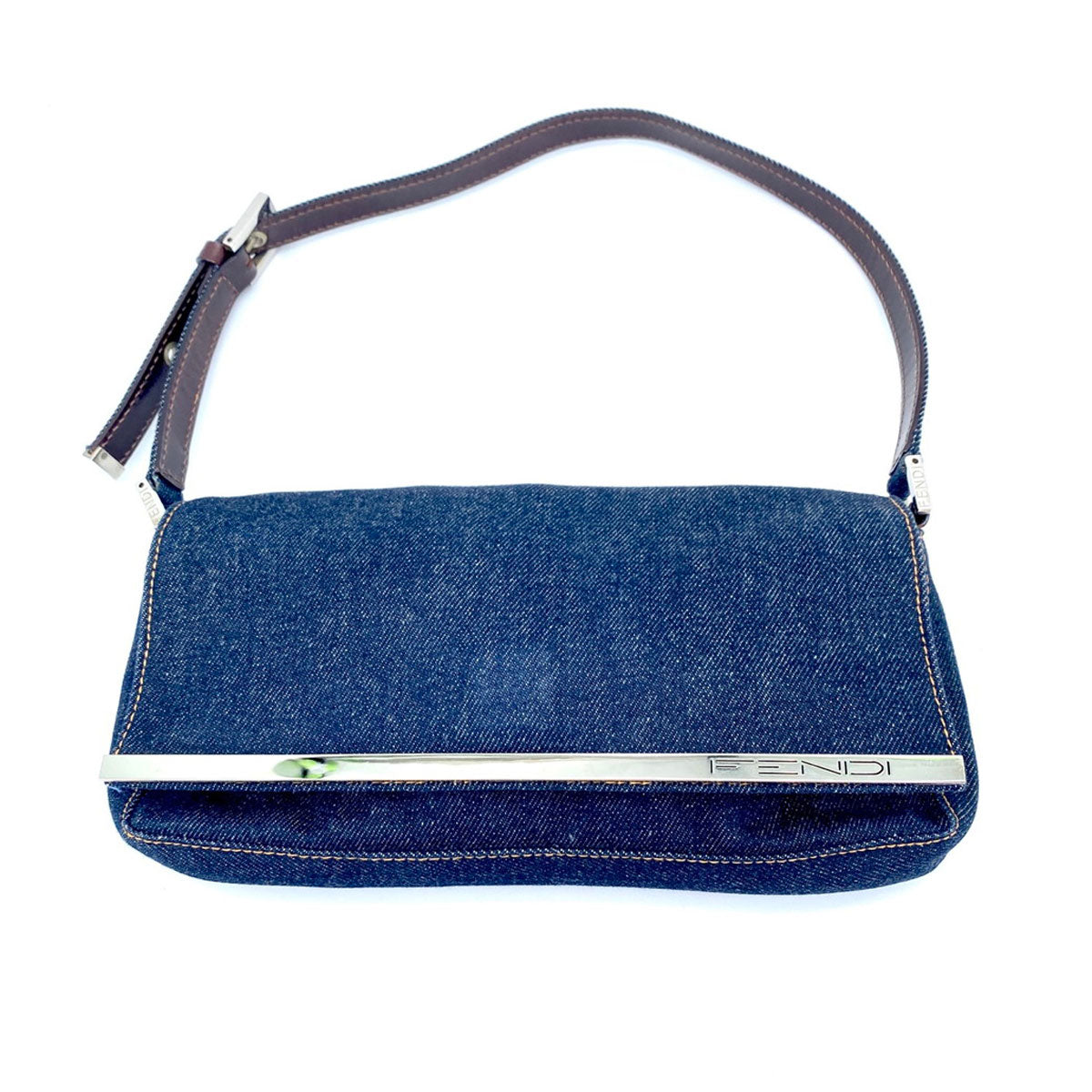 フェンディ FENDI ロゴ ショルダーバッグ ワンショルダー デニム ネイビー 26640 管理番号：9405