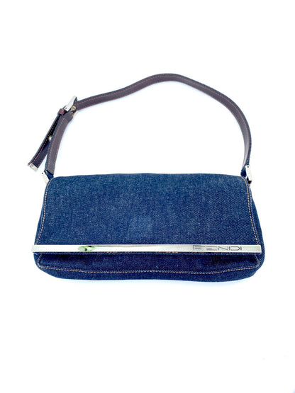 フェンディ FENDI ロゴ ショルダーバッグ ワンショルダー デニム ネイビー 26640 管理番号：9405