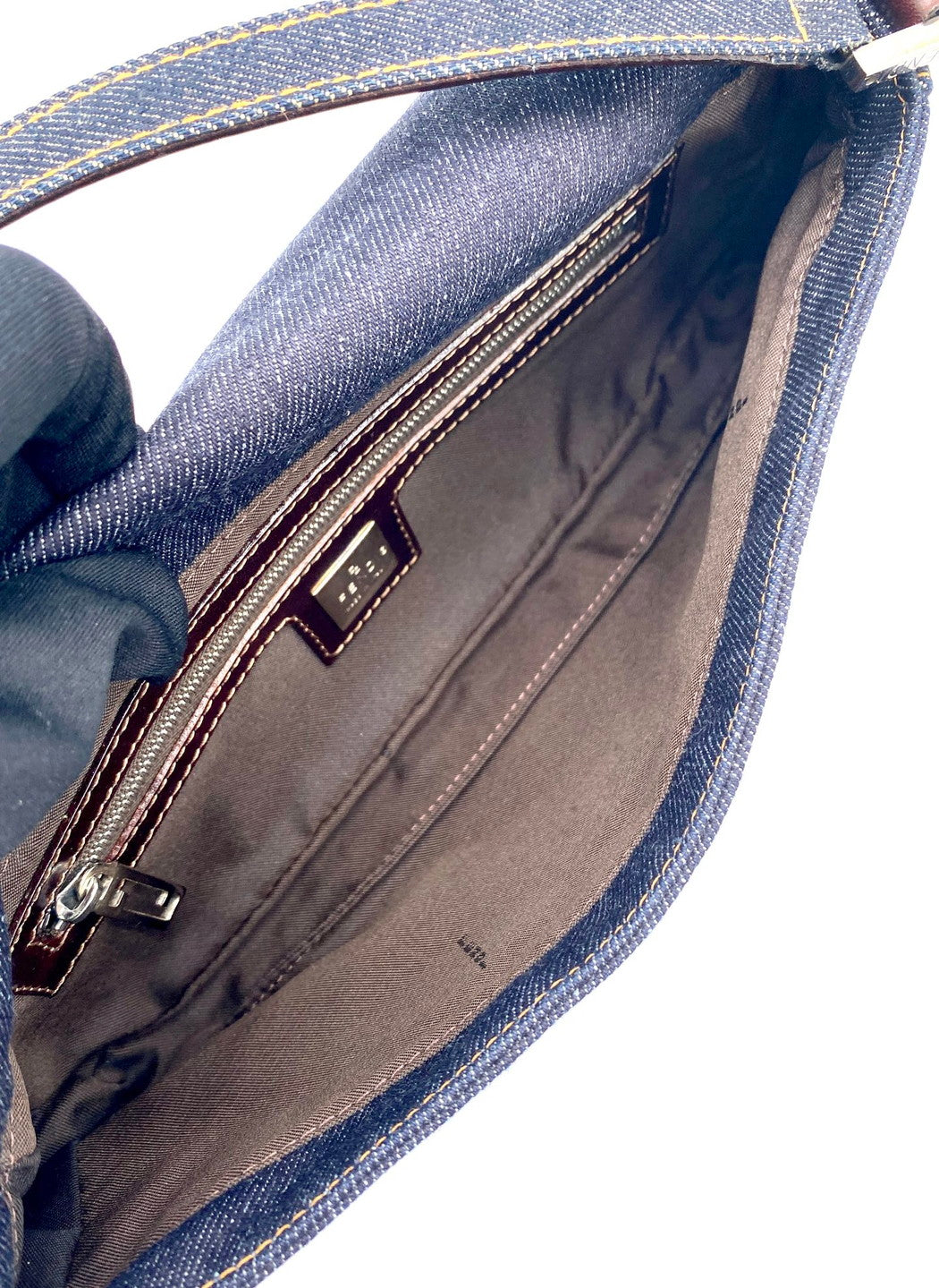 フェンディ FENDI ロゴ ショルダーバッグ ワンショルダー デニム ネイビー 26640 管理番号：9405
