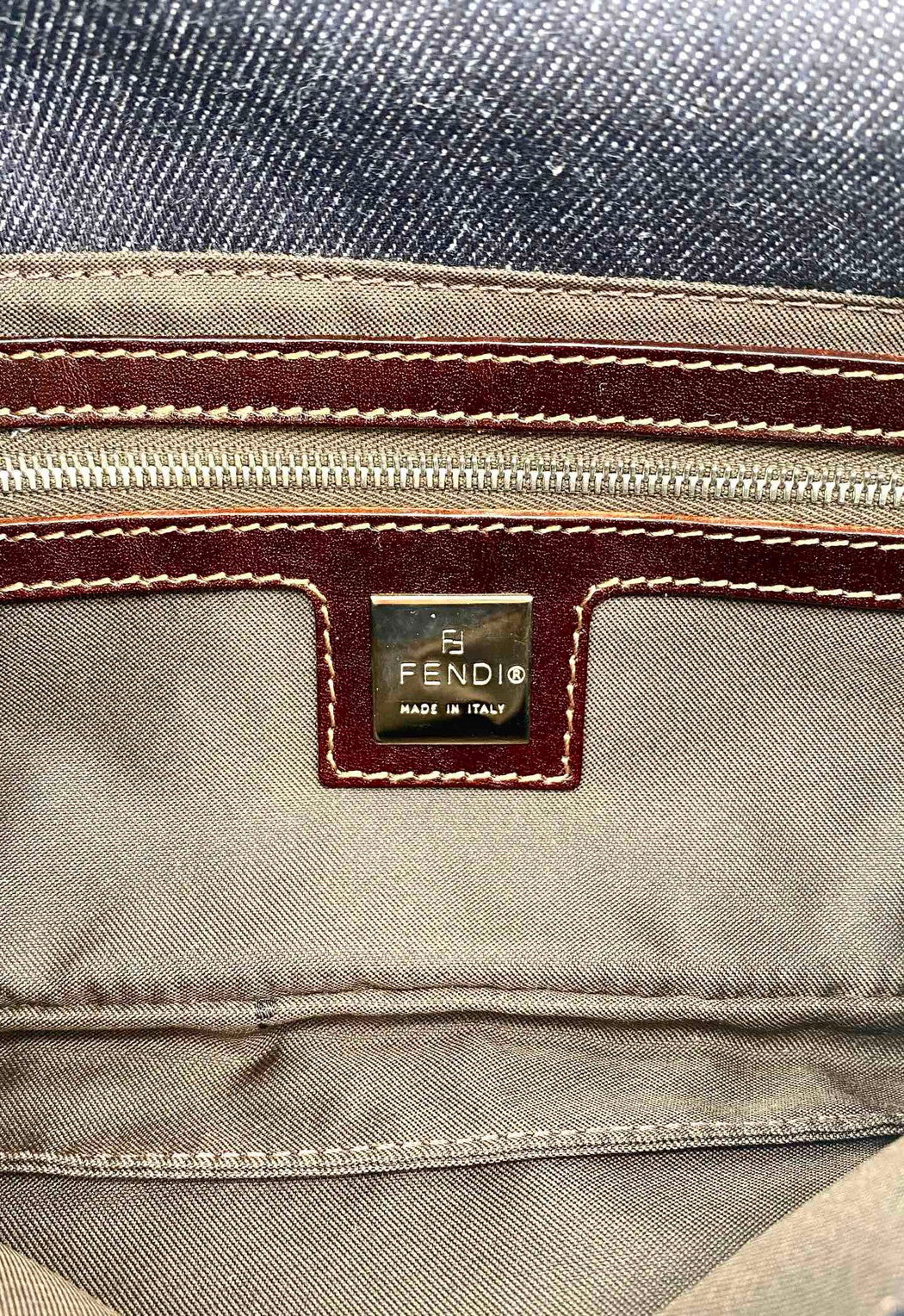 フェンディ FENDI ロゴ ショルダーバッグ ワンショルダー デニム ネイビー 26640 管理番号：9405