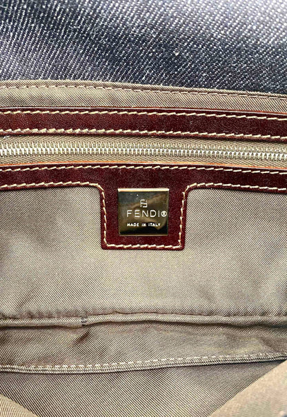 フェンディ FENDI ロゴ ショルダーバッグ ワンショルダー デニム ネイビー 26640 管理番号：9405