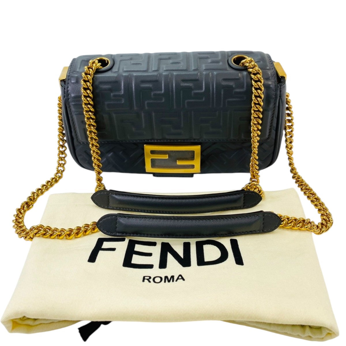フェンディ FENDI ショルダーバッグ チェーンショルダー グレー 8VR739AH9C 管理番号：9654