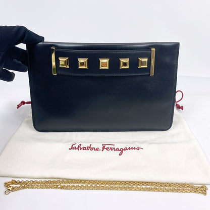 Ferragamo サルヴァトーレ フェラガモ 2WAY クラッチバッグ ショルダーバッグ チェーン 管理番号：6672