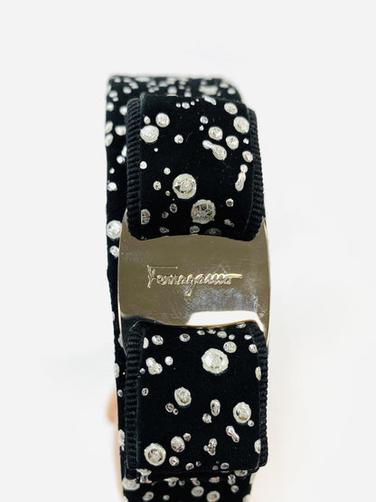 Salvatore Ferragamo サルヴァトーレフェラガモ カチューシャ 22SS ヴァラリボン クリスタル 黒 管理番号：9684