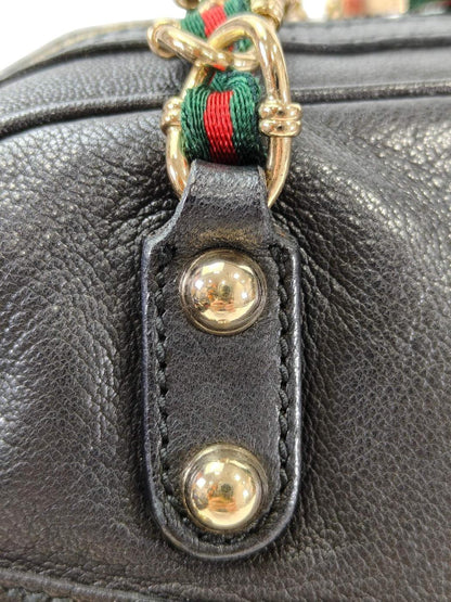 Gucci 古驰 卡普里链条单肩包 绿红绿织带 黑色 款号：11413