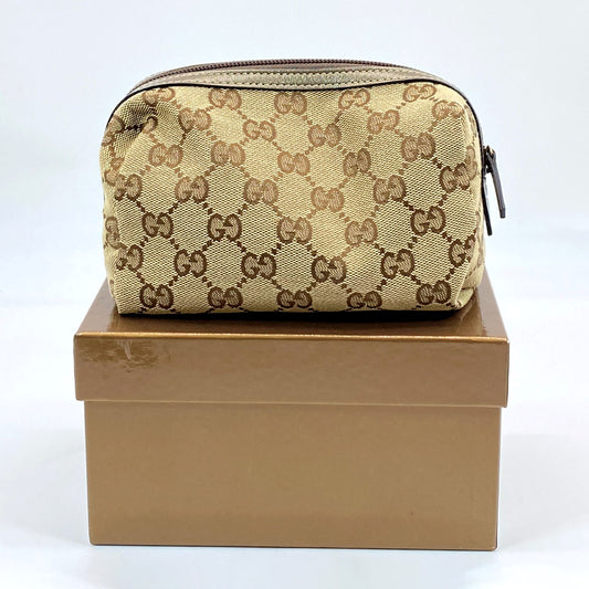 GUCCI グッチ GGキャンバス  ベージュ レディース 化粧ポーチ 管理番号：5898★