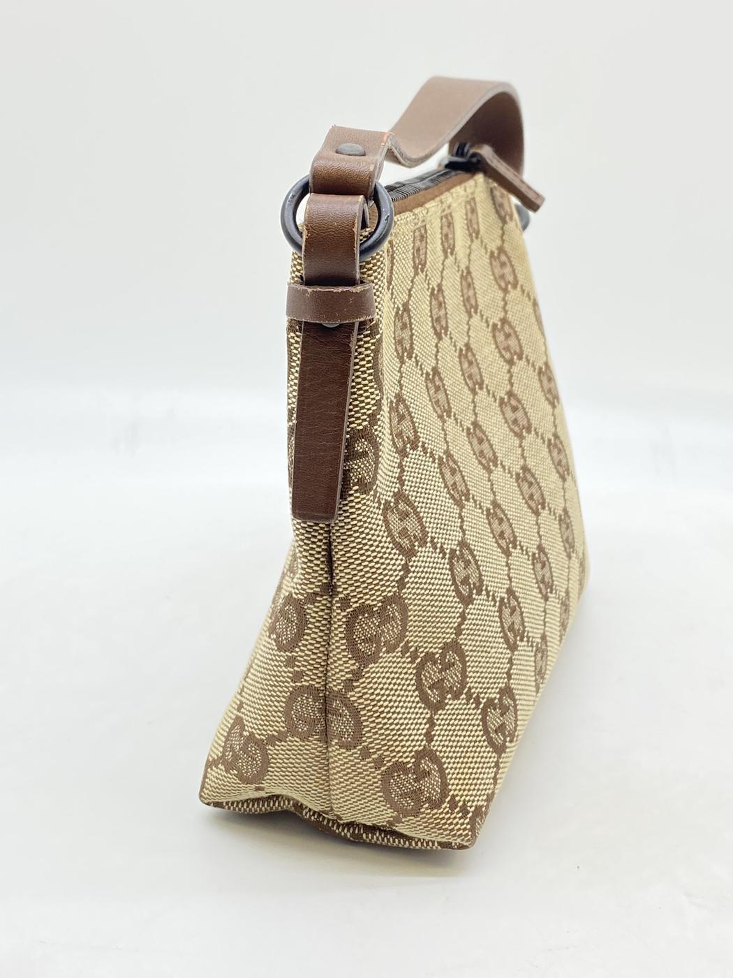 GUCCI グッチ ポーチ キャンバス レザー ベージュ系 ブラウン系 管理番号：7700