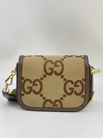 GUCCI 马衔扣 1955 迷你单肩包，Jumbo GG 帆布和皮革，米色，棕色，参考编号：8524