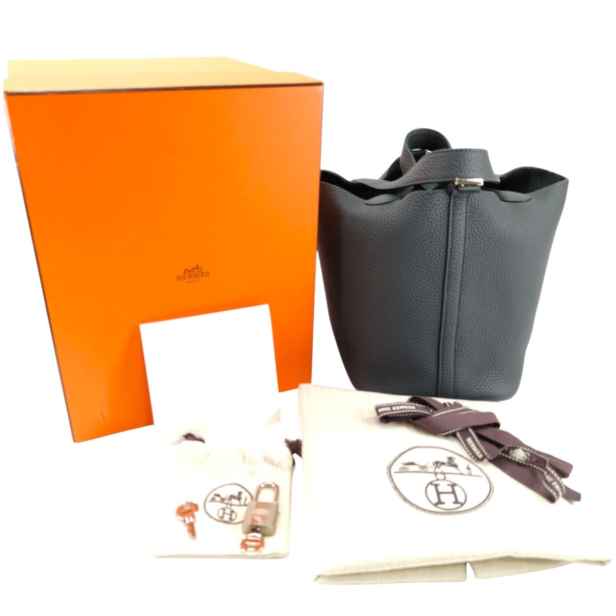 HERMES エルメス ハンドバッグ ピコタンロックPM トリヨンクレマンス シルバー金具 ブラック W刻印 管理番号：10064