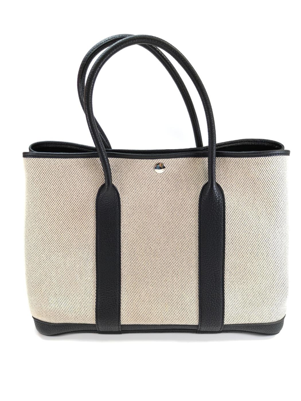 HERMES エルメス ガーデンパーティ PM トワルアッシュ ネゴンダ トートバッグ 黒 管理番号：10248