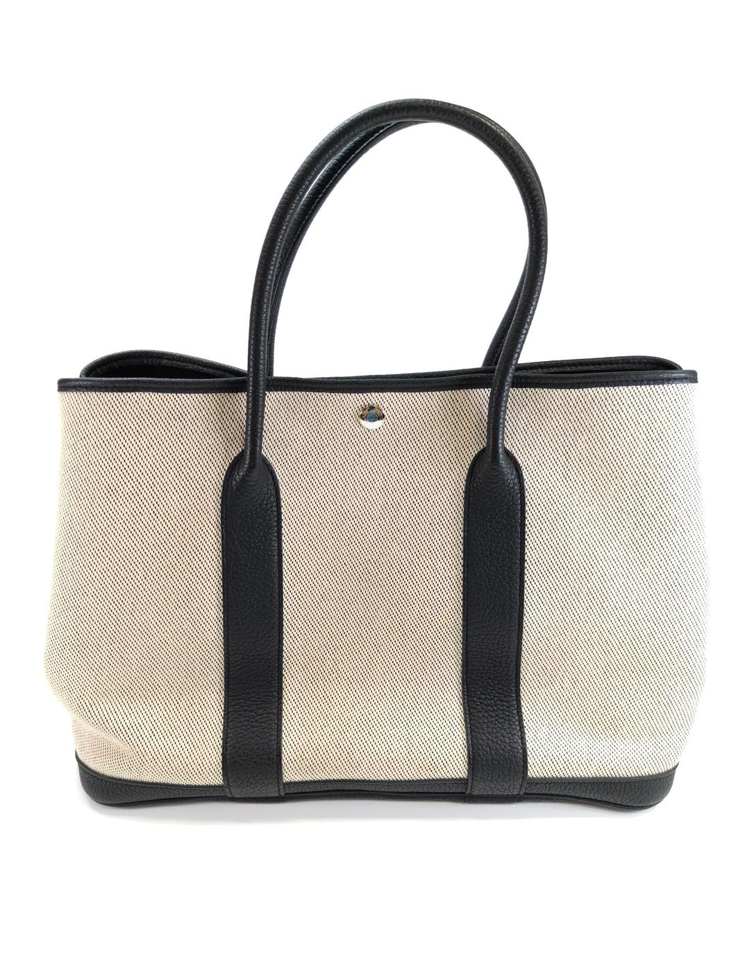 HERMES エルメス ガーデンパーティ PM トワルアッシュ ネゴンダ トートバッグ 黒 管理番号：10248