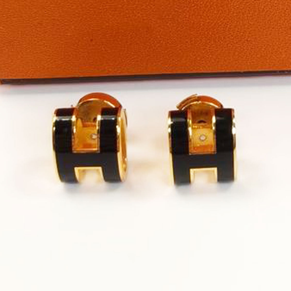 HERMES エルメス ミニ ポップH ポップアッシュ ピアス ブラック×ゴールド 管理番号：10316