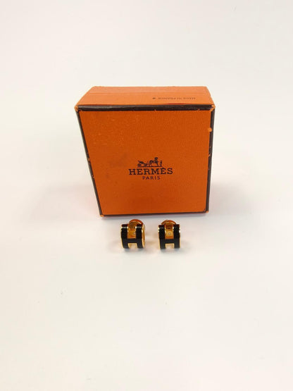 HERMES エルメス ミニ ポップH ポップアッシュ ピアス ブラック×ゴールド 管理番号：10316
