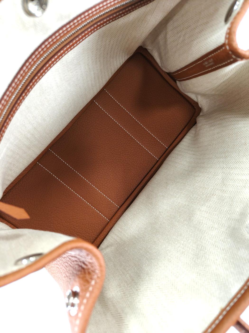 HERMES Garden Party TPM Tote Bag, Brown, Reference Number: 10354