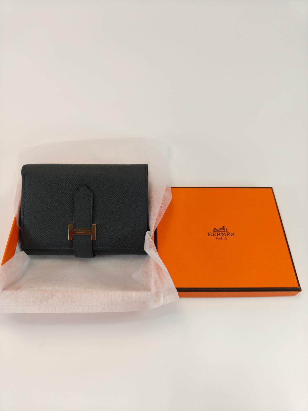 HERMES エルメス ベアンコンビネ 折りたたみ 三つ折り 財布 ブラック 管理番号：10397