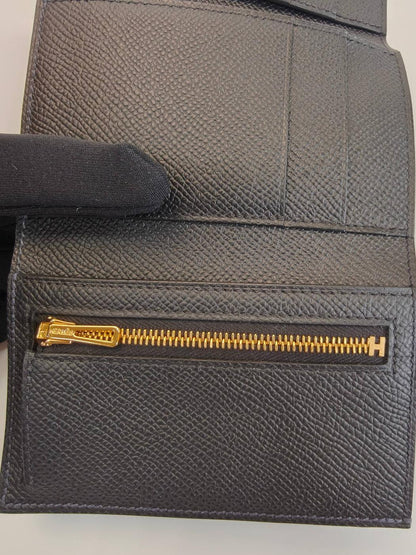 HERMES エルメス ベアンコンビネ 折りたたみ 三つ折り 財布 ブラック 管理番号：10397