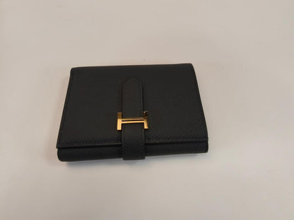 HERMES エルメス ベアンコンビネ 折りたたみ 三つ折り 財布 ブラック 管理番号：10397