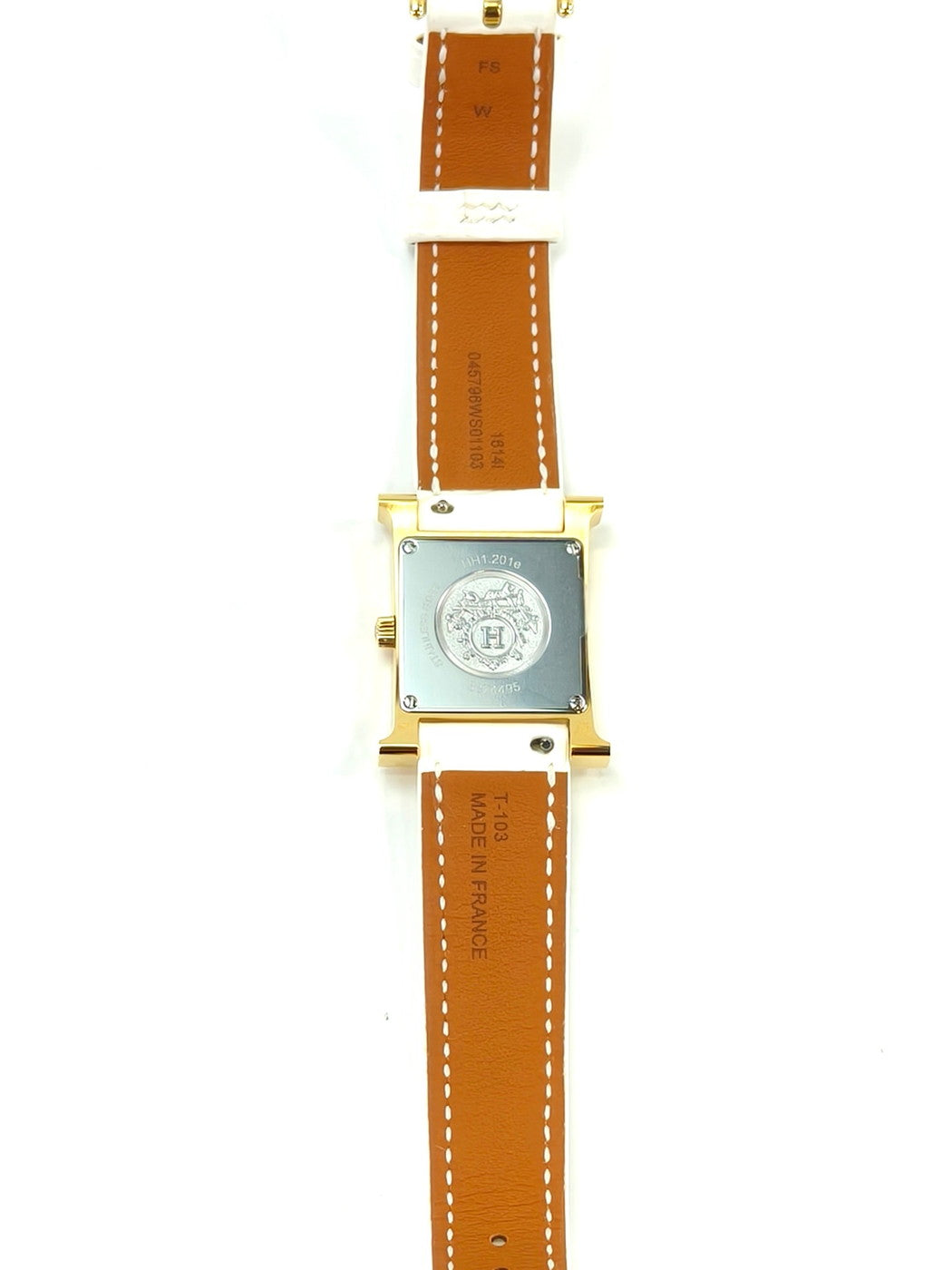 【美品】HERMES エルメス Hウォッチ 腕時計 ヴォーエプソンベルト クォーツ HH1.201e ホワイト 管理番号：10413