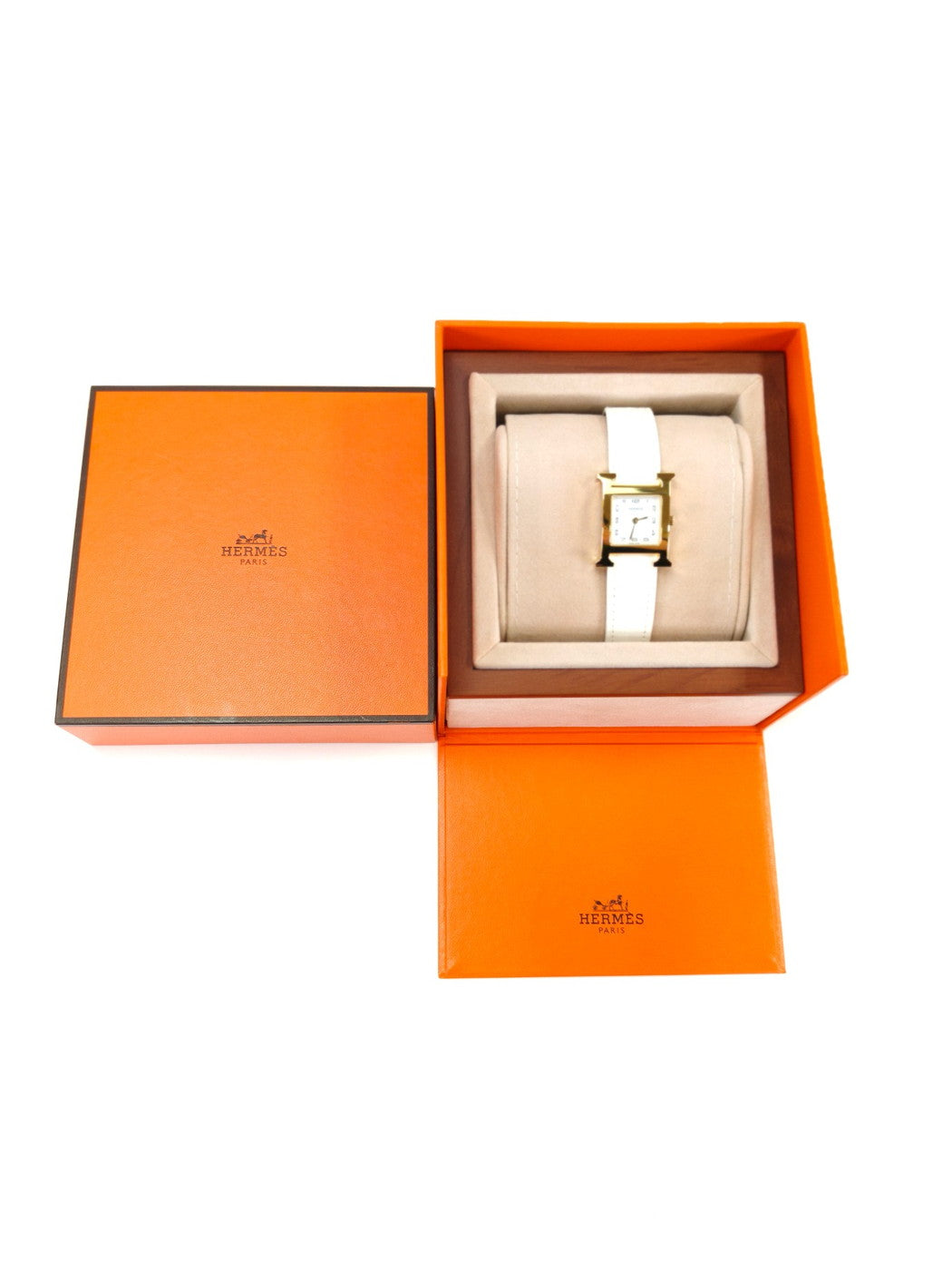 【美品】HERMES エルメス Hウォッチ 腕時計 ヴォーエプソンベルト クォーツ HH1.201e ホワイト 管理番号：10413