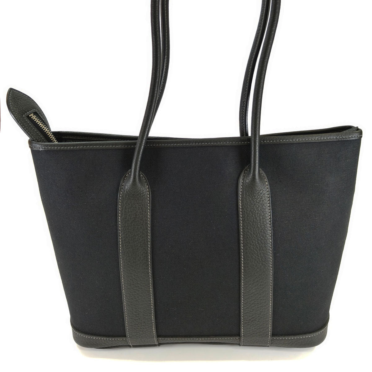 HERMES Garden Zip MM Tote Bag, Black, M Stamp, Reference Number: 10471