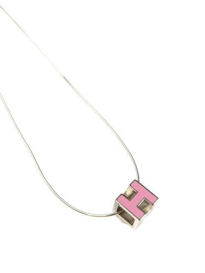 HERMES エルメス カージュドアッシュ Hキューブ ネックレス チョーカー シルバー×ピンク 管理番号：10485