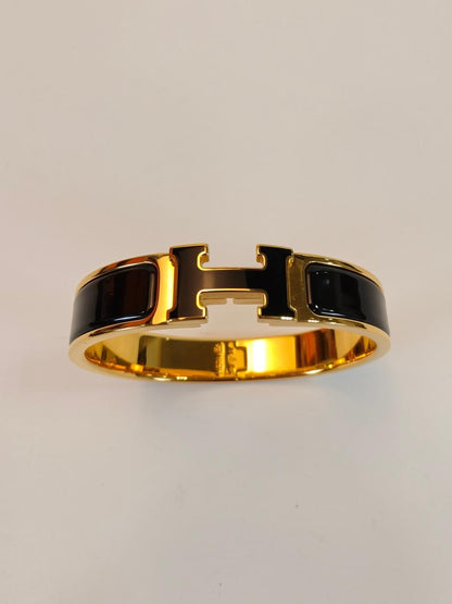 HERMES エルメス クリックH PM バングル ブレスレット ゴールド×ブラック 管理番号：10509