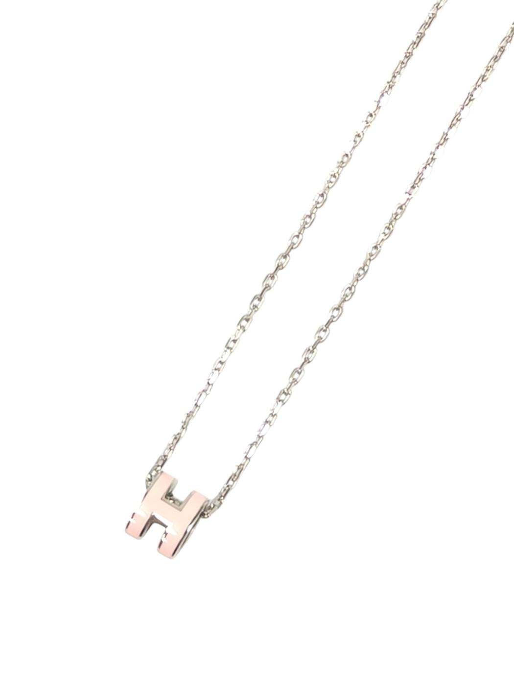 HERMES Mini Pop H Necklace Silver x Pink Product Number: 10695