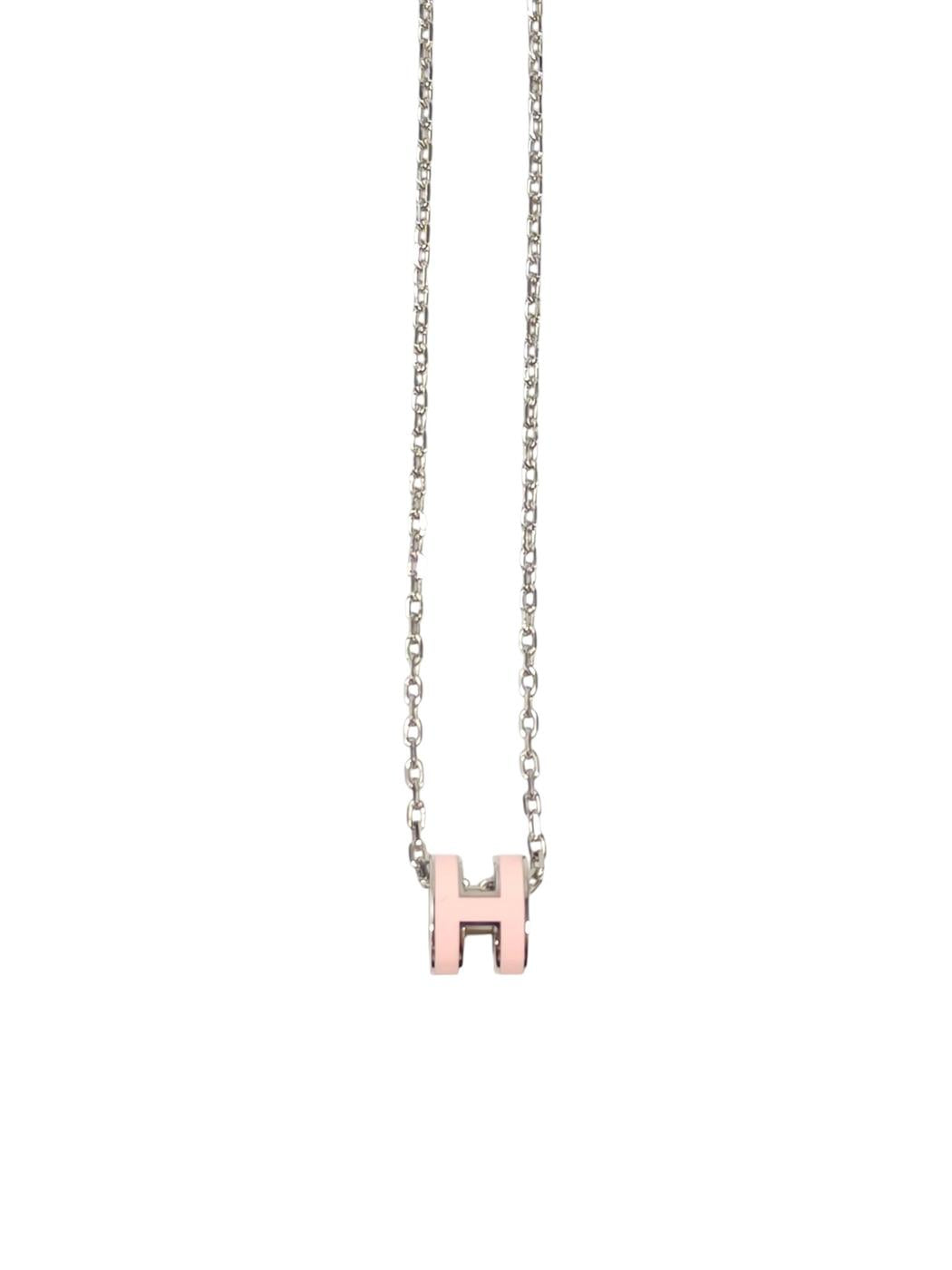 HERMES Mini Pop H Necklace Silver x Pink Product Number: 10695