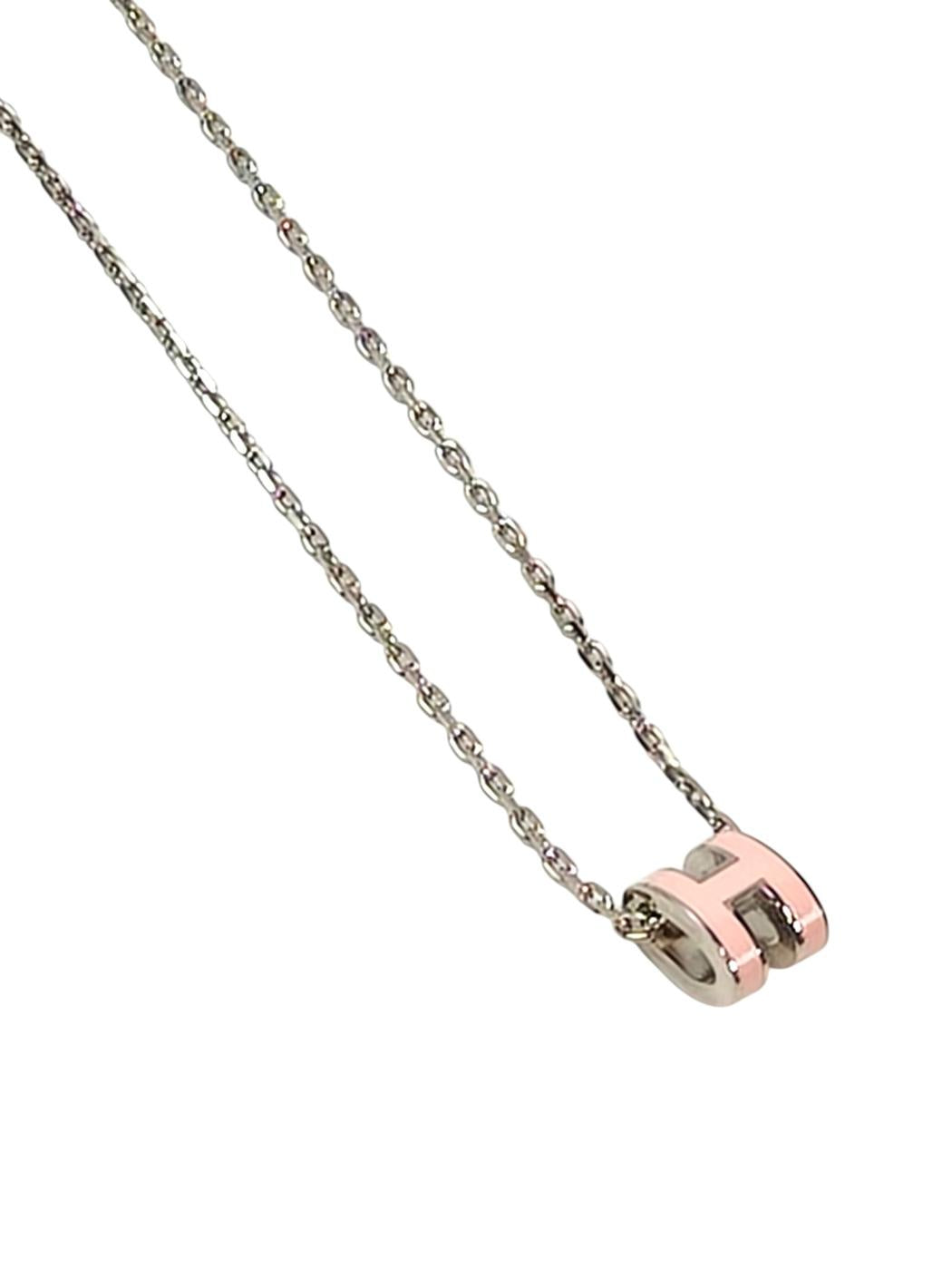HERMES Mini Pop H Necklace Silver x Pink Product Number: 10695