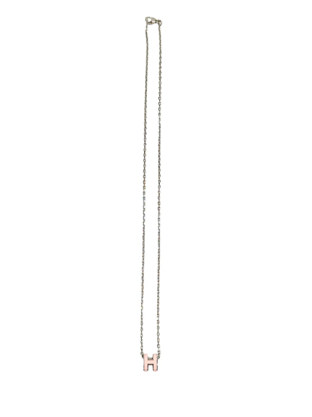 HERMES Mini Pop H Necklace Silver x Pink Product Number: 10695