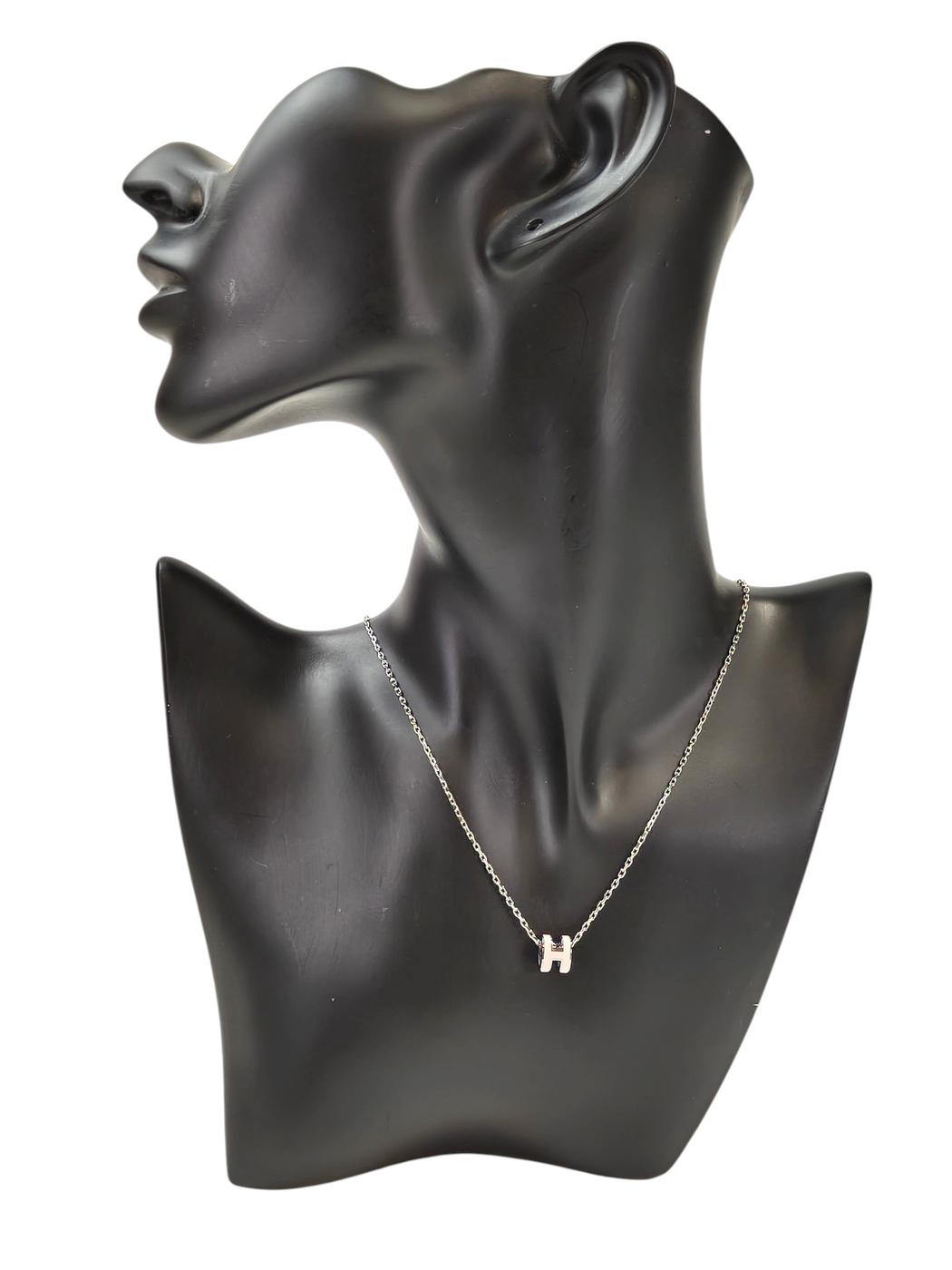 HERMES Mini Pop H Necklace Silver x Pink Product Number: 10695