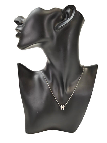 HERMES Mini Pop H Necklace Silver x Pink Product Number: 10695