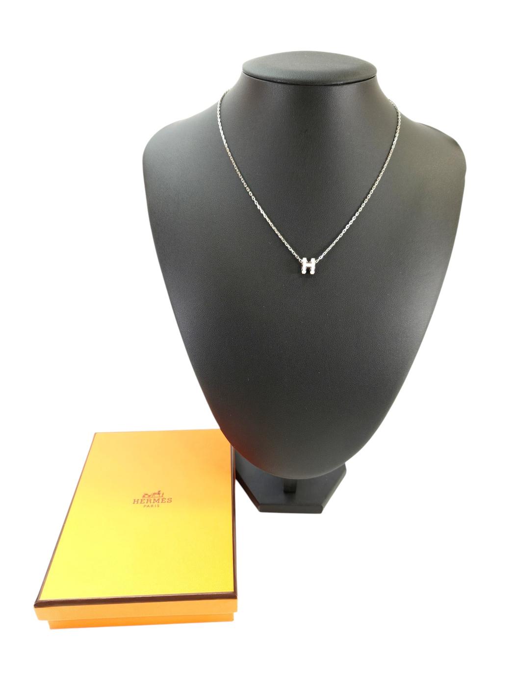 HERMES Mini Pop H Necklace Silver x Pink Product Number: 10695